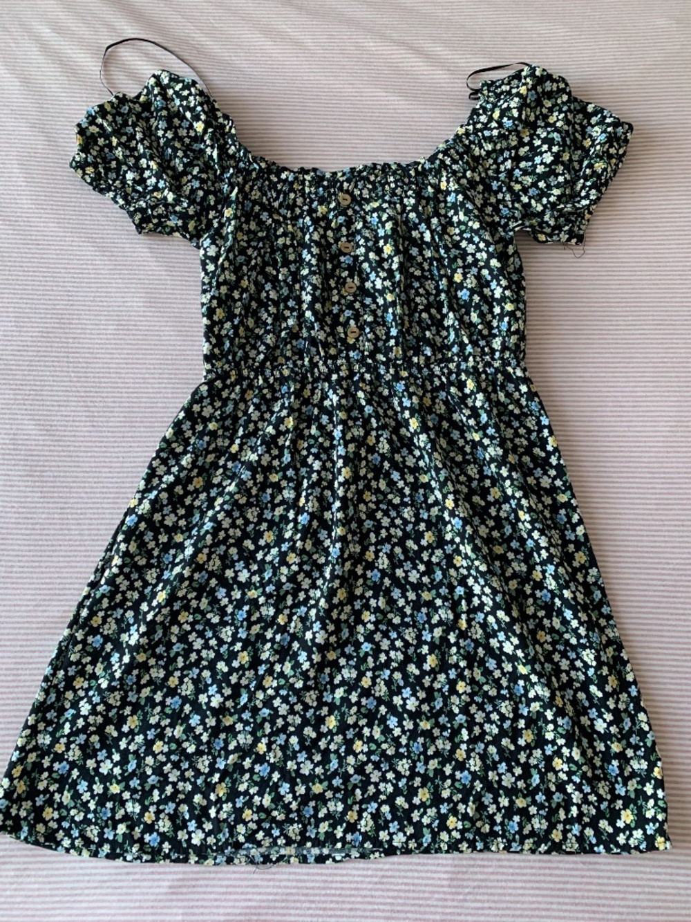 Smocked summer floral Midi Dress size M - Picture 4 of 6